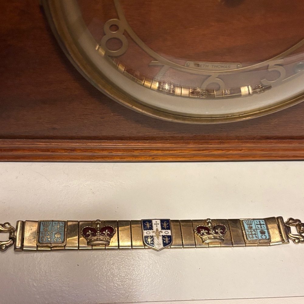 Vintage crown and crest bracelet